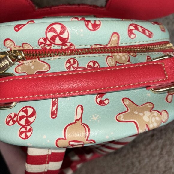 2022 Disney Parks Christmas Holiday Peppermint Candy Cane Loungefly Backpack Bag - Picture 14 of 14